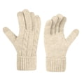 thumbnail image 4 of Men Women Winter Touchscreen Gloves, Fleece Lined Thermal Knit Gloves with Long Wrist Cuff, Unisex Warm Gloves for Outdoor Cycling Driving Beige, 4 of 5