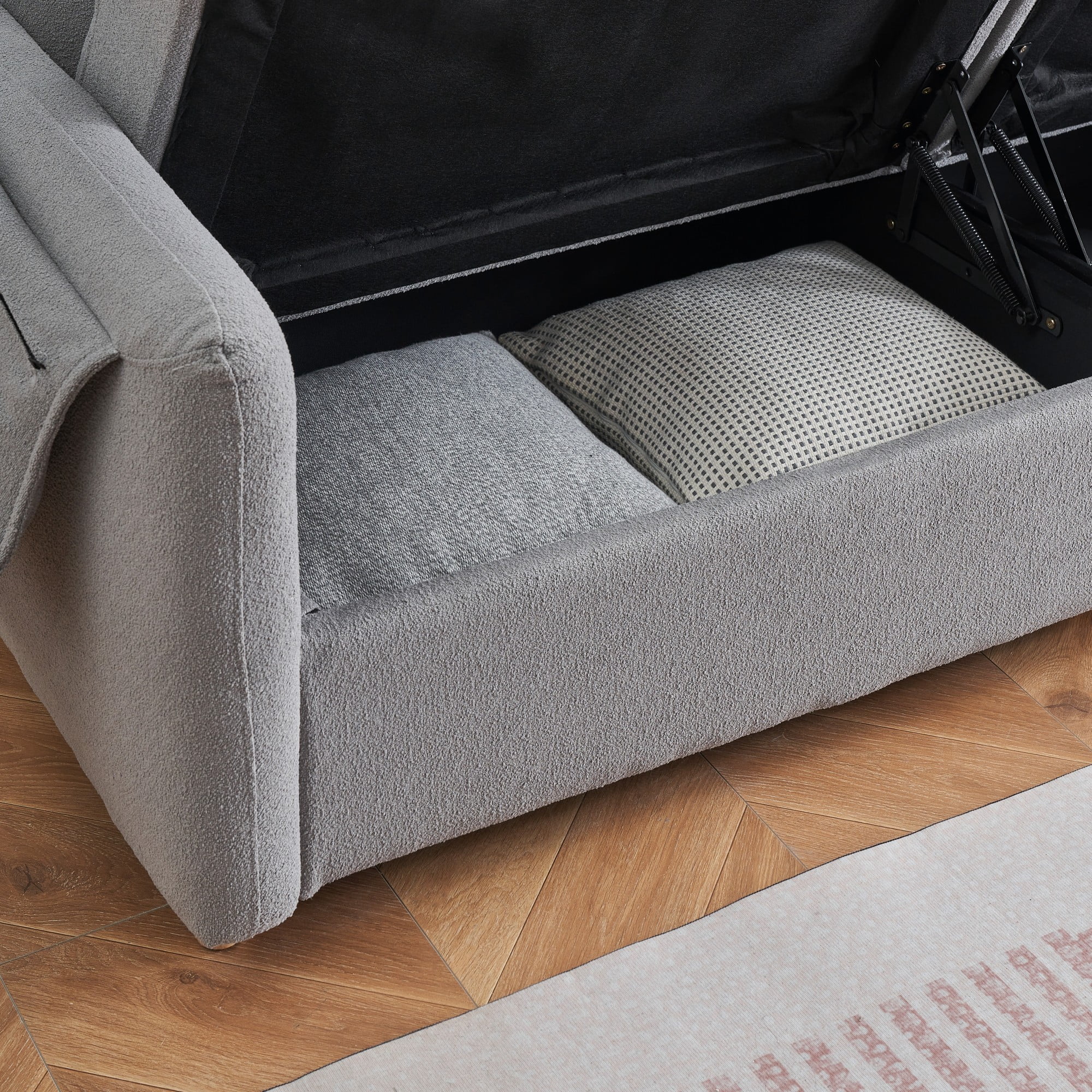79" Multi-functional Storage Loveseat Sofa Couch,Teddy Upholstered 3 Seat Sofa for Living Room,Bedroom,Office,LIGHT GREY