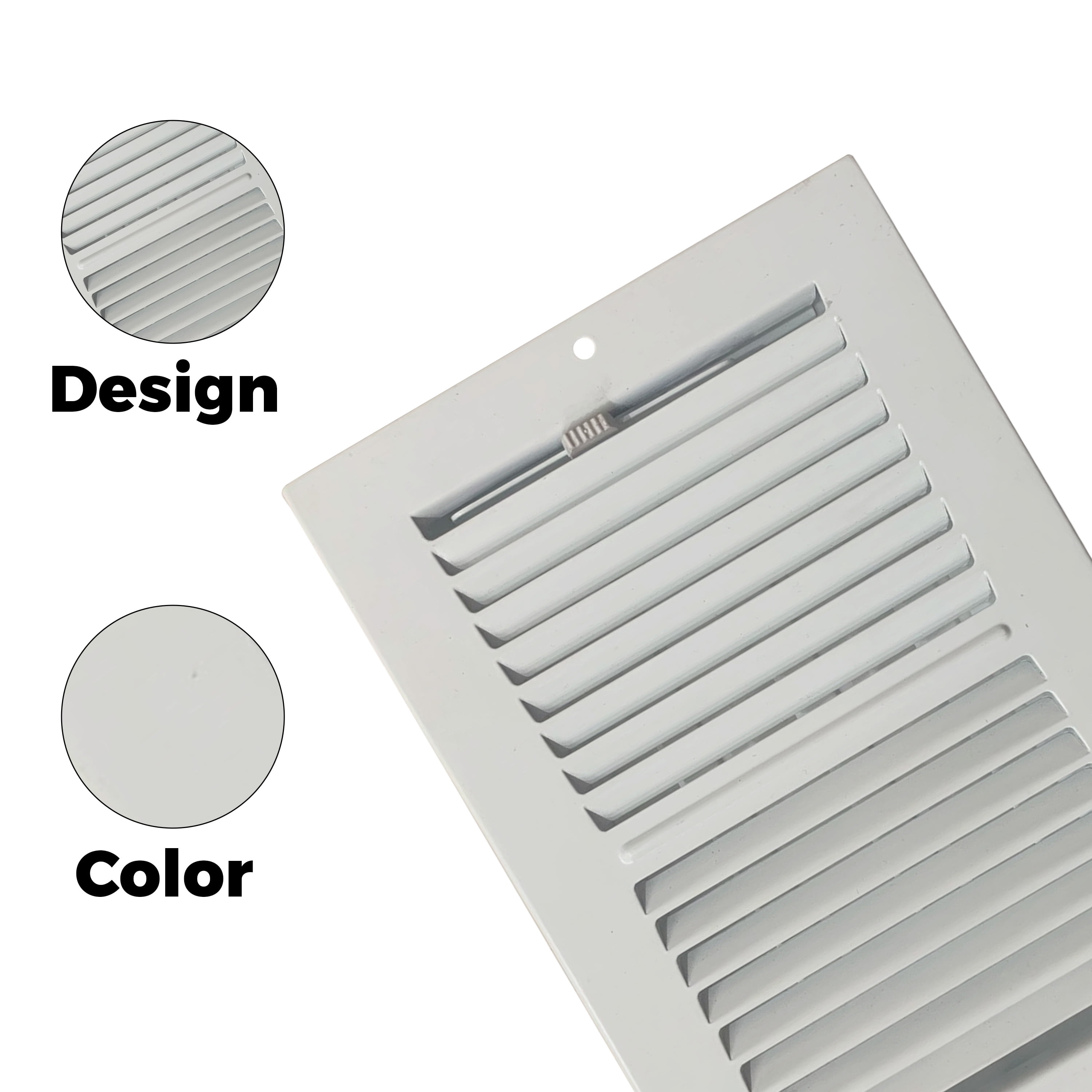 Sierra Grates 6” x 12” 2 Way Wall and Ceiling Register in Glacier White Finish, Rectangle Sidewall and Ceiling vent cover 6 inch X 12 inch