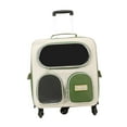 thumbnail image 3 of Mochila transportadora para gatos con carrito y ruedas, material de nailon, de malla lateral ergonómica, plegable, impermeable, manos libres. Verde, 3 of 8