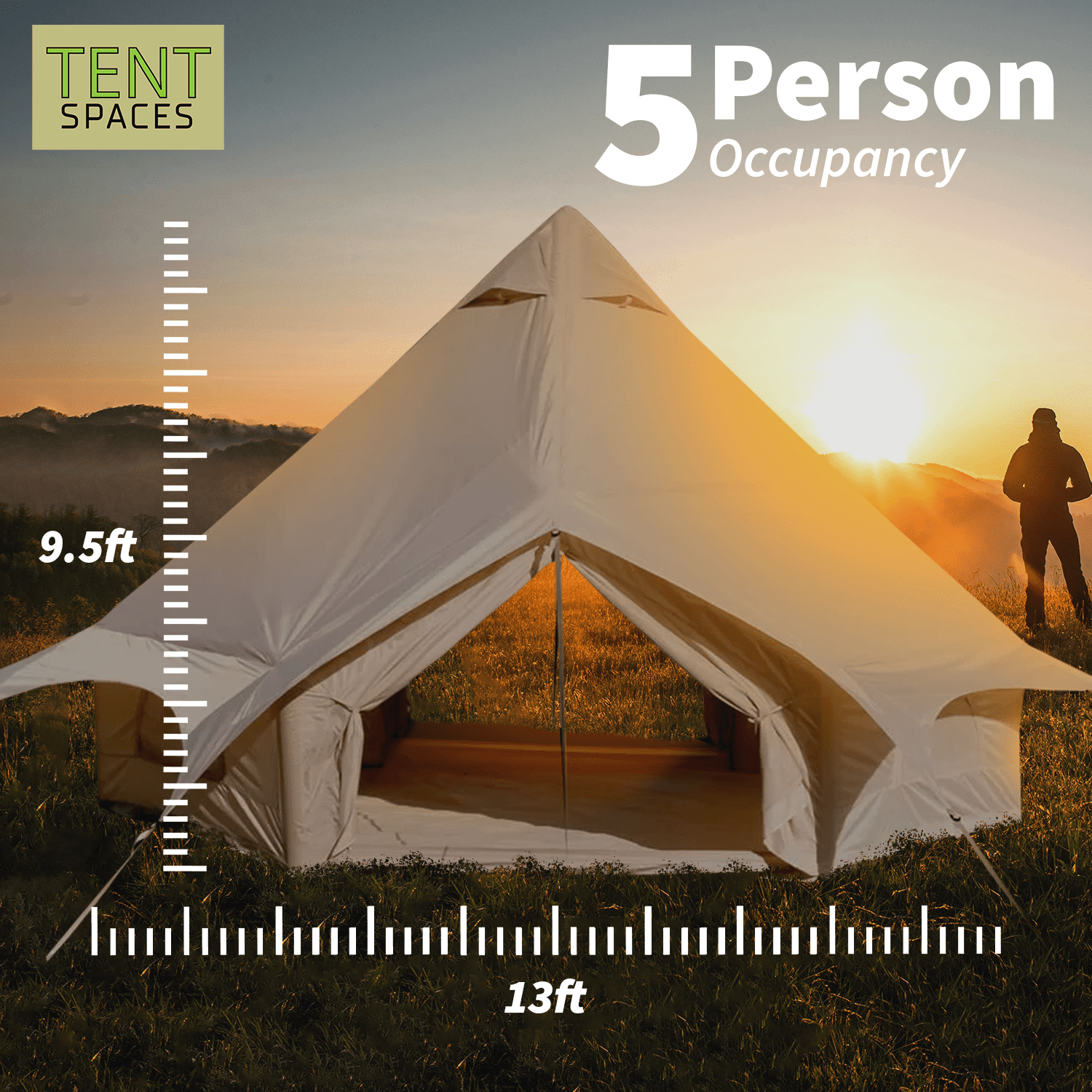 Tentspaces - Inflatable Tents for Camping | Glamping Tent | Blow Up Tent | Air Tents for Camping Adult | Lightweight | Durable | Quick Assembly | Includes Air Pump Pegs & Ropes | 5 Person (Rene 4400)