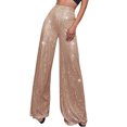 thumbnail image 2 of FAIWAD Women Sequin Pants High Elastic Waist Wide Straight Palazzo Pants for Party Clubwear, 2 of 6