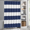 thumbnail image 5 of Navy Blue and White Stripes Shower Curtain for Bathroom, Marine Style Waterproof Shower Curtains Washable Quick Dry with Hooks Bathtub Curtains 72x72IN, 5 of 9