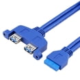 thumbnail image 3 of axGear 20-Pin Motherboard Header Female to 2x USB 3.0 Female Panel Mount Cable, 3 of 4