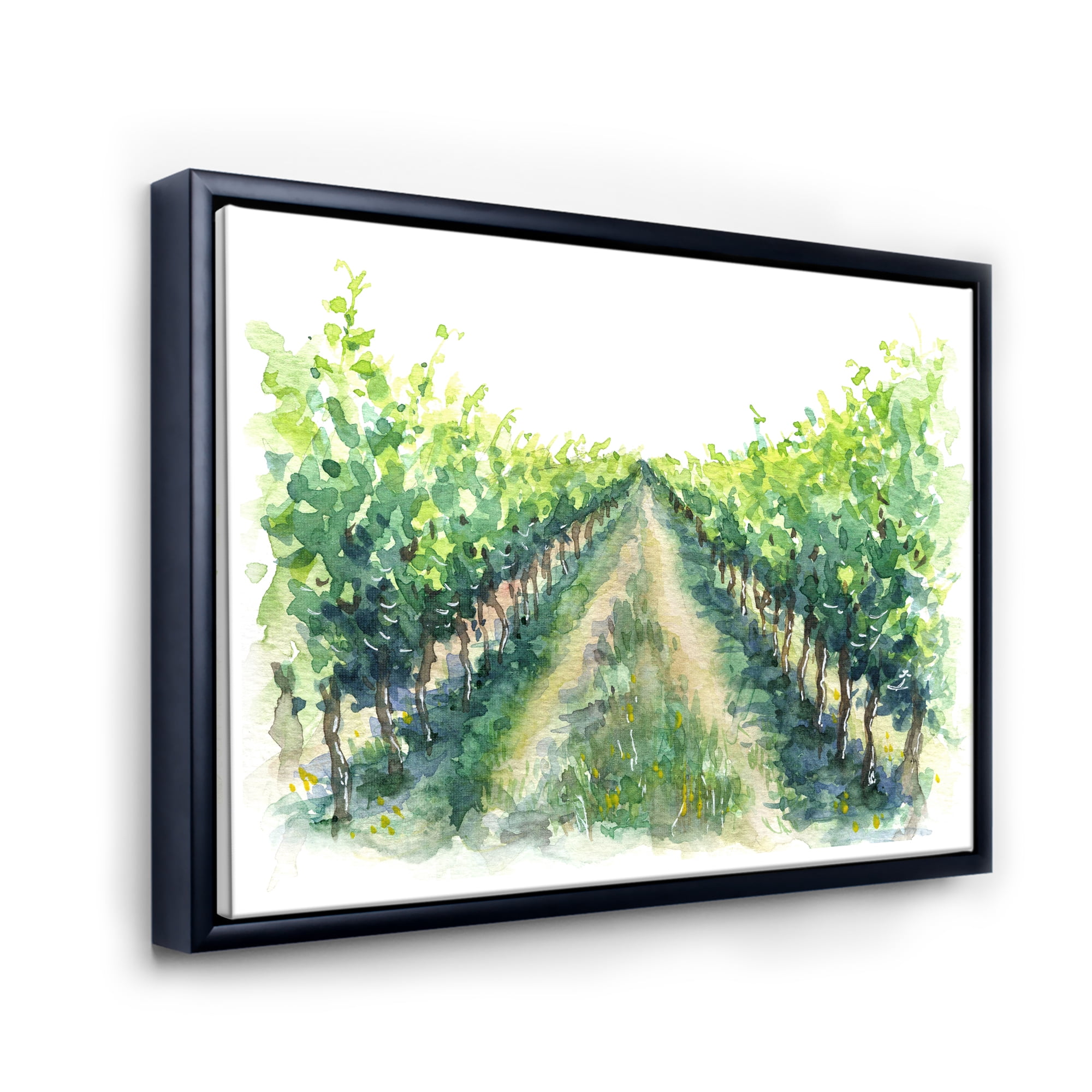 Designart 'Rural Scene Vineyard Path' Traditional Framed Canvas Wall Art Print