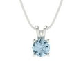 thumbnail image 3 of 0.5 ct Brilliant Round Cut Solitaire VVS1 Genuine Blue Zircon Solid 18k White Solid Gold Everyday Affordable Designer Necklace Pendant with 18" Solid Gold Chain by Clara Pucci, 3 of 6