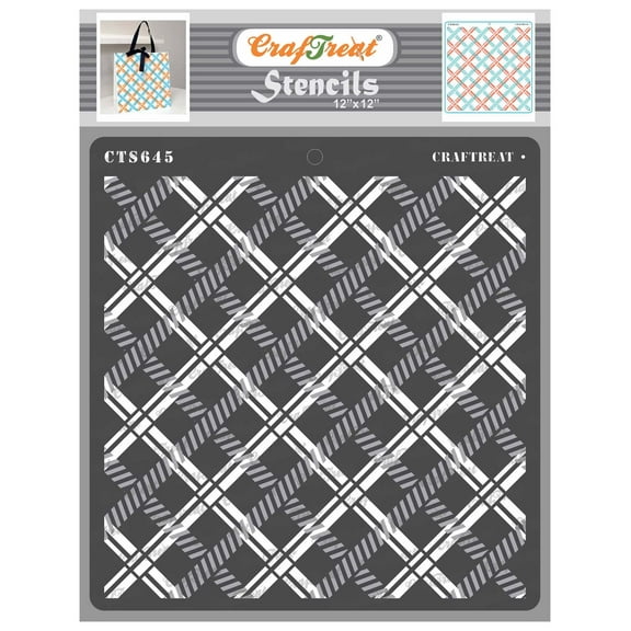 CrafTreat 2 Step Plaid II Stencil for Painting - 2 Pcs - 12"x12" Each