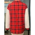 thumbnail image 2 of Aunavey Women Fuzzy Sherpa Fleece Jacket Button Collar Plaid Plush Patchwork Shirt Tops Coat with Pockets, 2 of 7