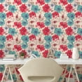 thumbnail image 2 of Ambesonne Floral Inspiration Peel & Stick Wallpaper for Home, Retro Hibiscus, 13"x72", Red Cadet Blue and Eggshell, 2 of 5