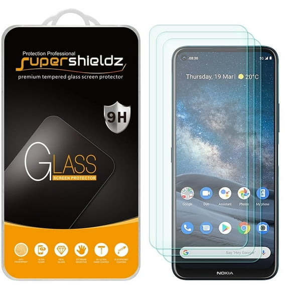 [3-Pack] Supershieldz for Nokia 8.3 5G / Nokia 8.3 Tempered Glass Screen Protector, Anti-Scratch, Anti-Fingerprint, Bubble Free