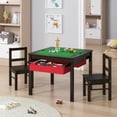 thumbnail image 2 of STAROUS Wooden 2 In 1 Kids Construction Play Table and 2 Chairs set with Storage Drawers and Built In Broad, Espresso with Red Drawers, 2 of 6