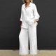 thumbnail image 2 of Ploknplq Jumpsuits for Women,Jogging Suits for Women Plus Size,Lounge Sets for Women,Linen 2 Piece Sets Shirts Wide Leg Pant,Matching Sets Women Clothing,Track Suits for Women Set White 3XL, 2 of 6