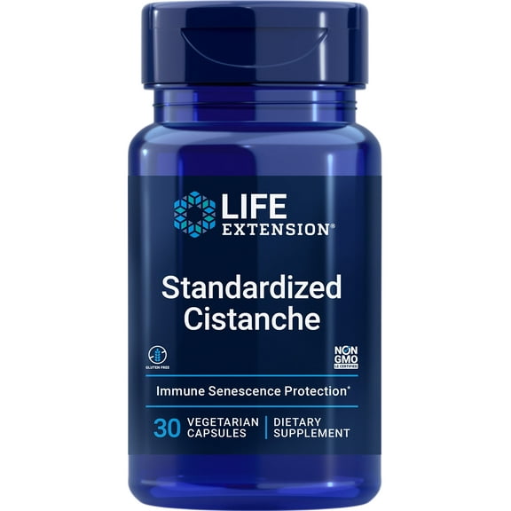 Life Extension Standardized Cistanche, C. tubulosa, vitamin C, immune support, blood pressure support, cardiovascular health, healthy aging, gluten free, non-GMO, vegetarian, 30 capsules