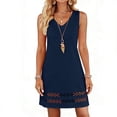 thumbnail image 4 of Kukoosong Women's Sleeveless Eyelet Cutout Hem Tank Mini Dress, Solid Color V Neck Loose A-Line Dress, Summer Short Swing Sundress with Hollow Out Trim, 4 of 6