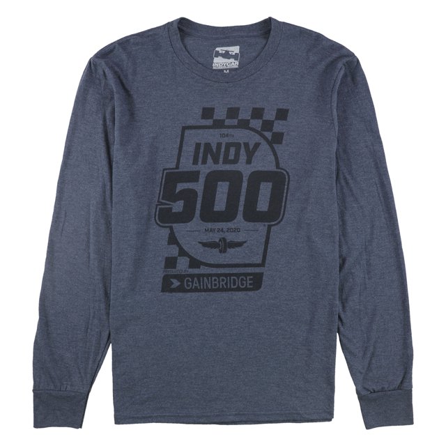 INDY 500 Camiseta estampada con logo jaspeado para hombre, azul, pequeña