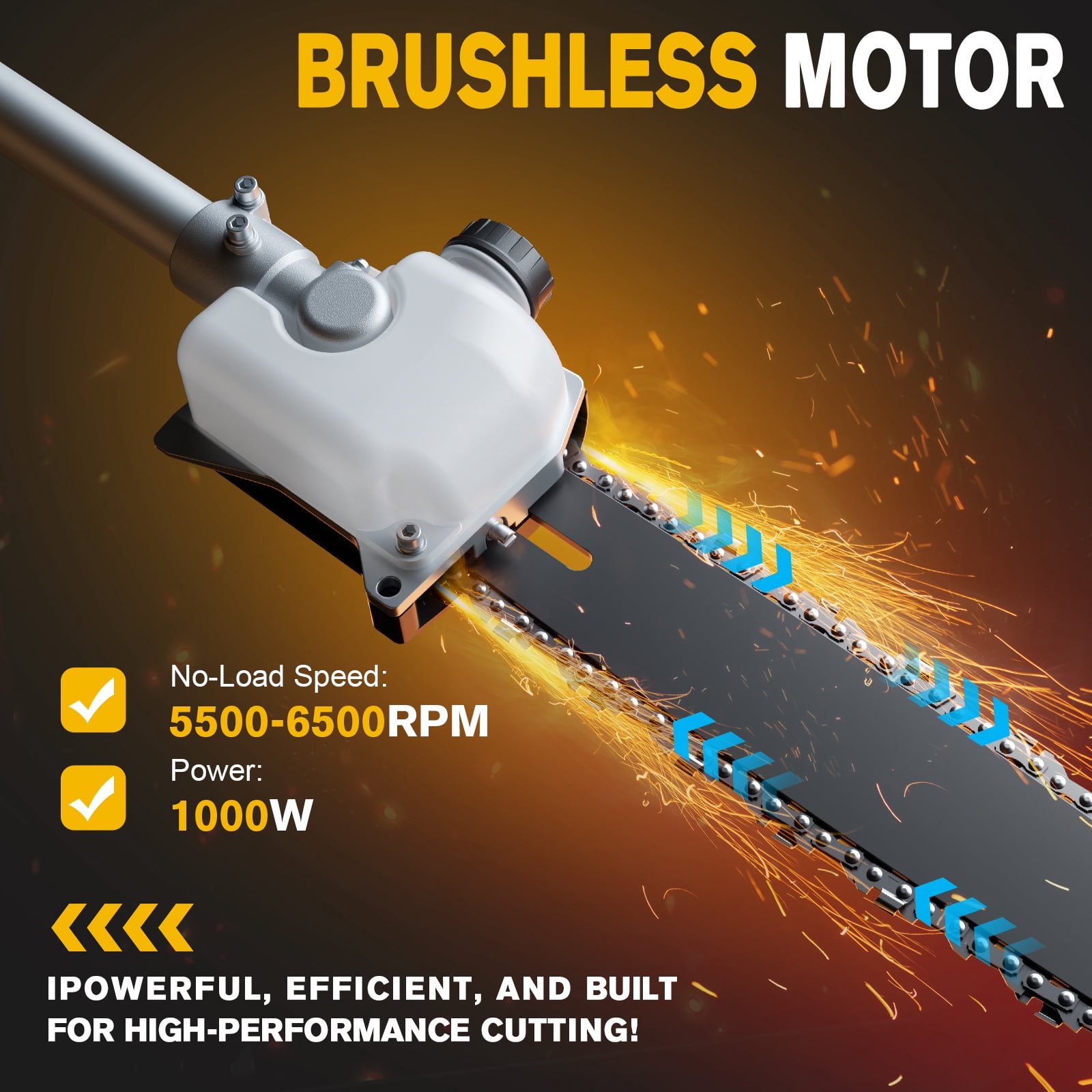 Fenbeli 4-in-1 Cordless String Trimmer, Brush Cutter, Pole Saw & Hedge Trimmer Combo, 40V Max Lithium Battery Yard Tool with 2 Batteries & Charger