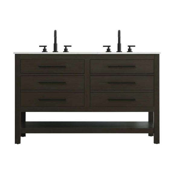 Elegant Kitchen and Bath 54 inch Double Bathroom Vanity in Mocha Brown