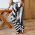thumbnail image 6 of Mifsaly Striped Pants Women Wide Leg Casual Trousers Lightweight Relaxed Fit Lounge Everyday Bottoms Black,XXL, 6 of 7