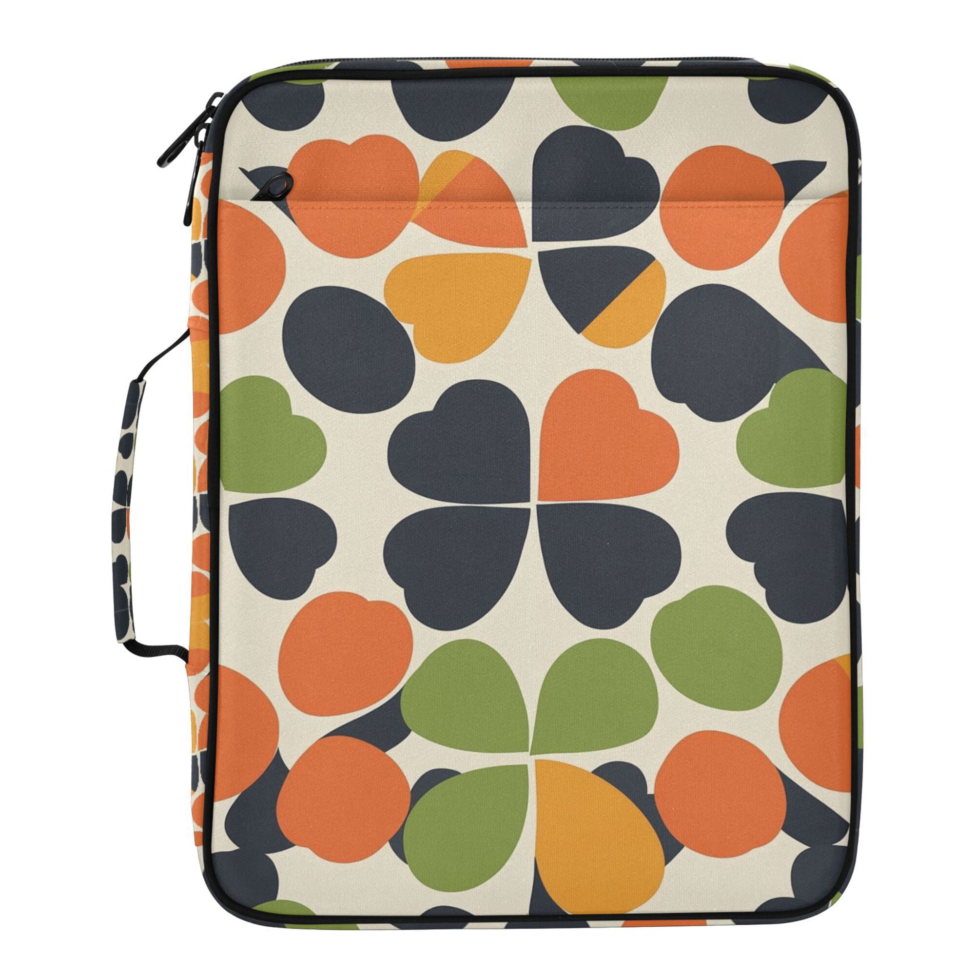 FORMRS Accordion File Folder A4 Size 7-Pocket Expanding Document Organizer Bag with 3 Ring Binder, Black Clover Pattern