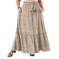 thumbnail image 2 of Cueply Women's Plus Size Casual High Waist Tie Front Long Skirts with Pockets Flowy Summer Pleated Tiered Elastic Skirt, 2 of 9