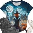 thumbnail image 4 of Ichuanyi Halloween Printed Shirts for Women Funny Graphic Round Neck Short Sleeved T-Shirts Novelty Horror Tee Casual Athletic Tops, 4 of 7