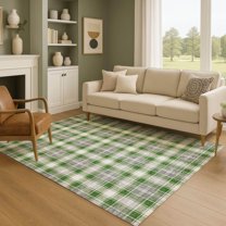 Addison Rugs Mayfield Premium Machine Washable Transitional Holiday Plaid Green Rectangle Rug, 9' x 12'