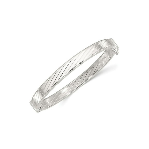 Gem & Harmony Sterling Silver striped Hinged Bangle Bracelet  (7.0mm) for Women