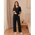 thumbnail image 2 of EKOUAER Cotton Pajamas Sets for Women Soft Contrast Piping Lounge Set 2 Piece Short Sleeve Pj Set with Pockets, 2 of 6