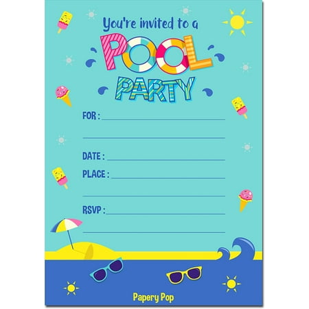 Kids Birthday Pool Party Invitations 1