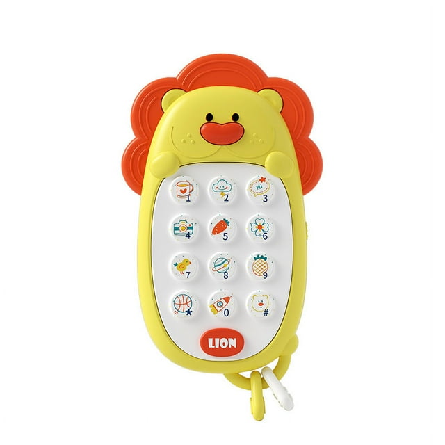 Interactive Lion-Shaped Baby Phone Toy for 0-3 Years: Bite-Safe ABS Material, Early Education Music & Sound Features, Stimulate Cognitive Development, (Batteries Not Included)