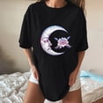 thumbnail image 4 of Puntoco Blusa de manga corta informal con estampado de sol y luna vintage para mujer Puntoco Puntoco-3482, 4 of 8