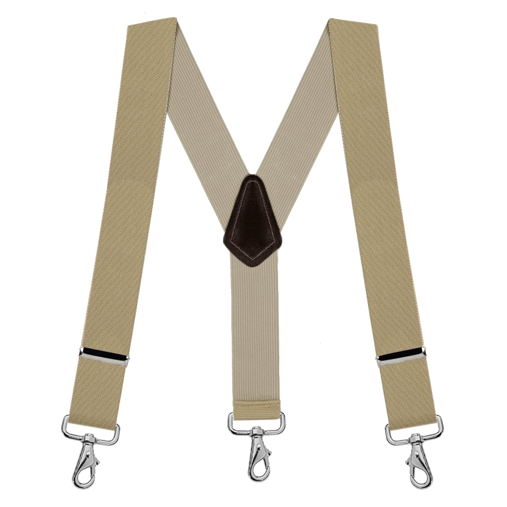 Suspender Store 42 IN 2 Inch Wide Trigger Snap Suspenders TAN