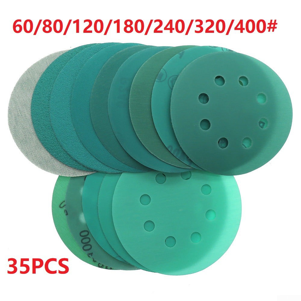 Wood Sanding Discs Green 8-Hole 125mm Sandpapers Aluminium Oxide Metal 