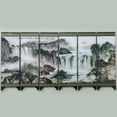 TUMALL Retro Chinese Small Mini Landscape Folding Panel Screen Room