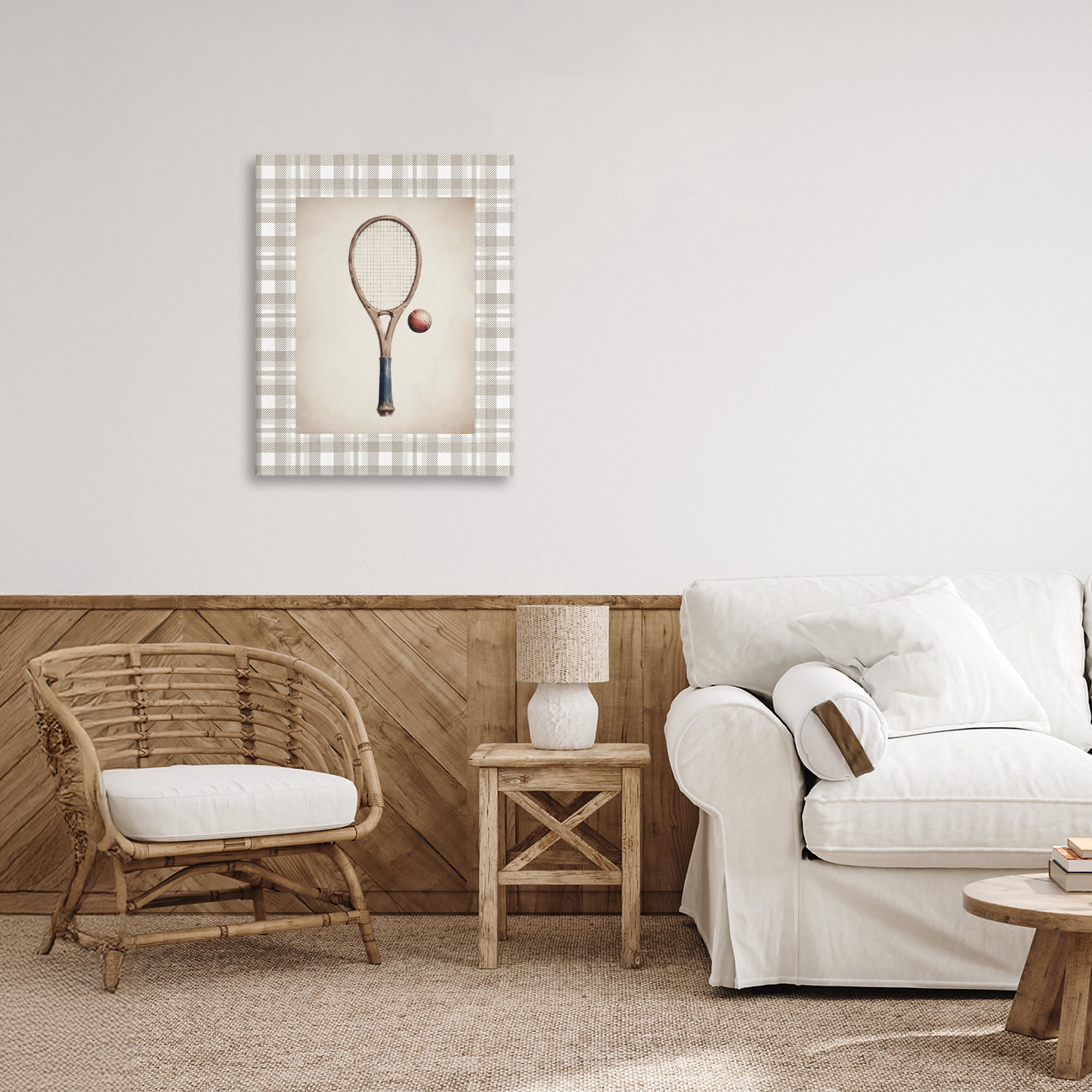 Stupell Industries Vintage Tennis Racket & Ball Canvas Wall Art, design by Sisi and Seb