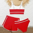 thumbnail image 4 of Girls Swimsuit Set 3 Piece Beach Bikini Swimwear Set with Cover up Shorts Sport Teen Bathing Suits 9-10 Years, 4 of 6