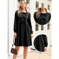 thumbnail image 2 of DARING DIVA Babydoll Puff Long Sleeve Bow Tie Front Tunic Dress XS Black, 2 of 6