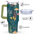 thumbnail image 3 of 40oz Colorful Botanical Mushroom Stainless Steel Flip Straw Tumbler Spill Proof Travel Cup Double Wall Vacuum Insulated Coffee Mug with Top Handle, 3 of 6