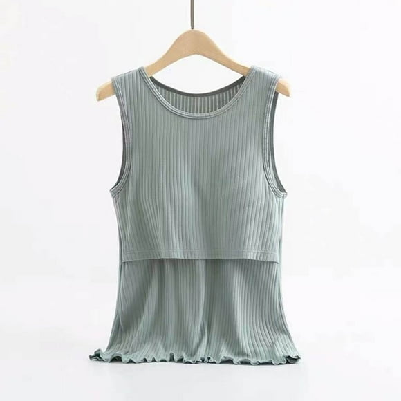 TopLLC Round-Neck Tank Top Women Solid Color Breast Feeding Pregnant Nursing T-Shirt Blouse Sleeveless Round-Neck Tank Tops Pregnant Women Blouse