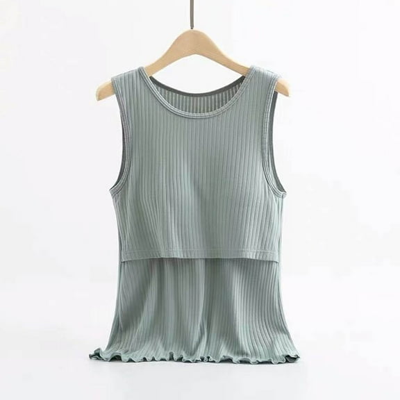 Fengqque Maternity Summer Comfort Tank Top Solid Color Breast Feeding Pregnant Nursing T-Shirt Blouse Sleeveless Round-Neck Tank Tops