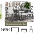thumbnail image 4 of Euroco 6-Piece Dining Table,60" Solid Wood  Dining Set with Rectangular Table,4 Upholstered Chairs and Bench for Dining Room, 4 of 8