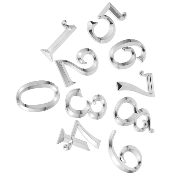 TABLZONE 10Pcs Silver 3D Adhesive House Numbers with Electroplated ABS for Front Door and Mailbox