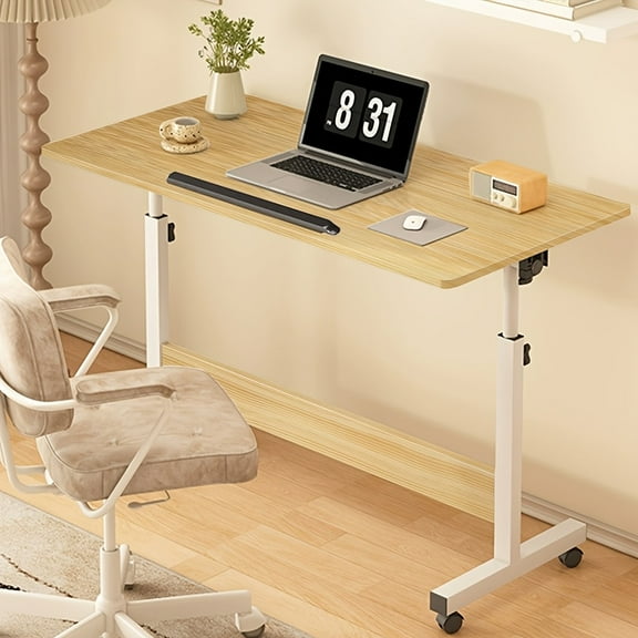 30inch Adjustable Small Rolling Desk, Mobile Laptop Standing Desk for Small Space, Bedroom with Wheel