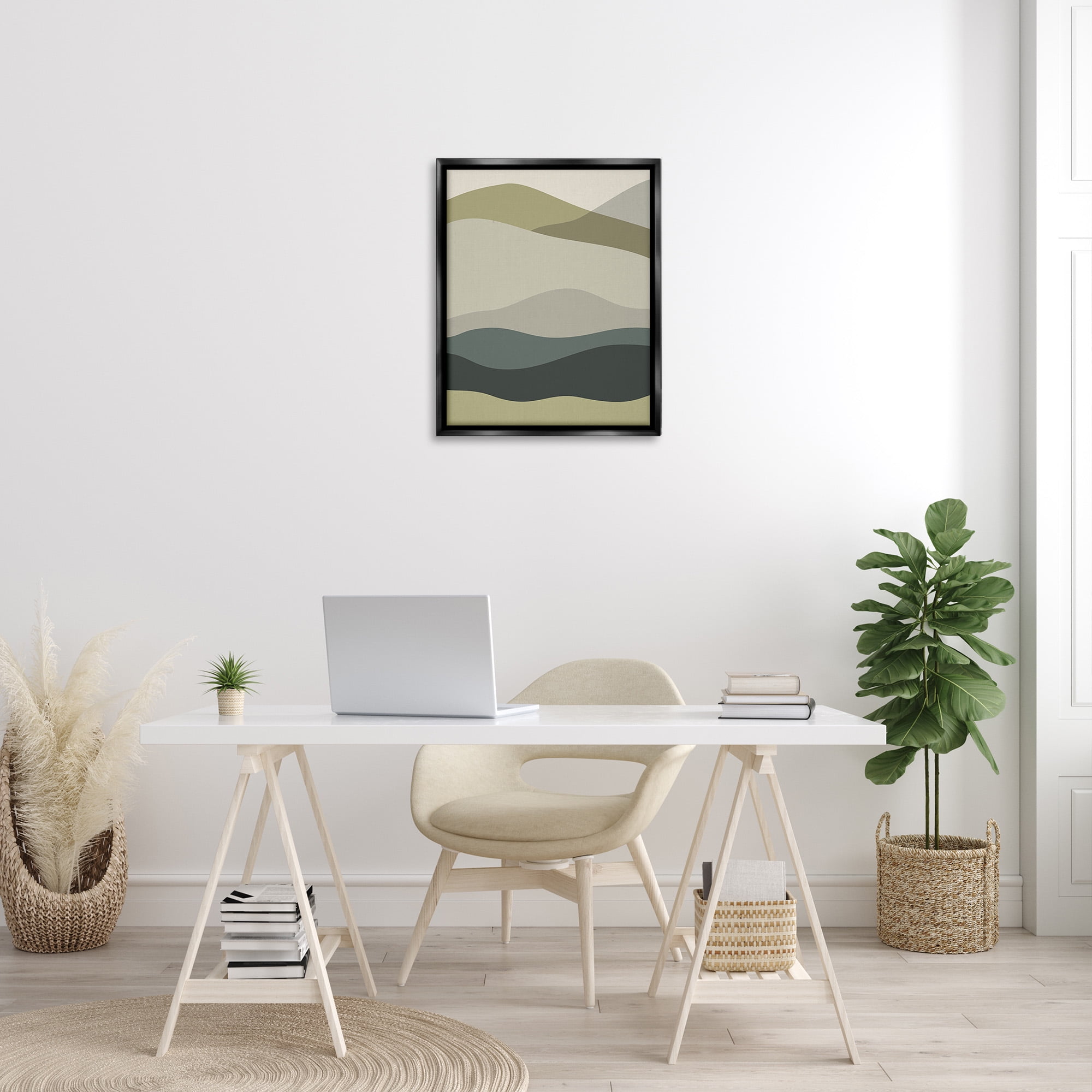 Stupell Industries Modern Countryside Hills Landscape Painting Black Floater Framed Canvas Art Print Wall Art, 25 x 31