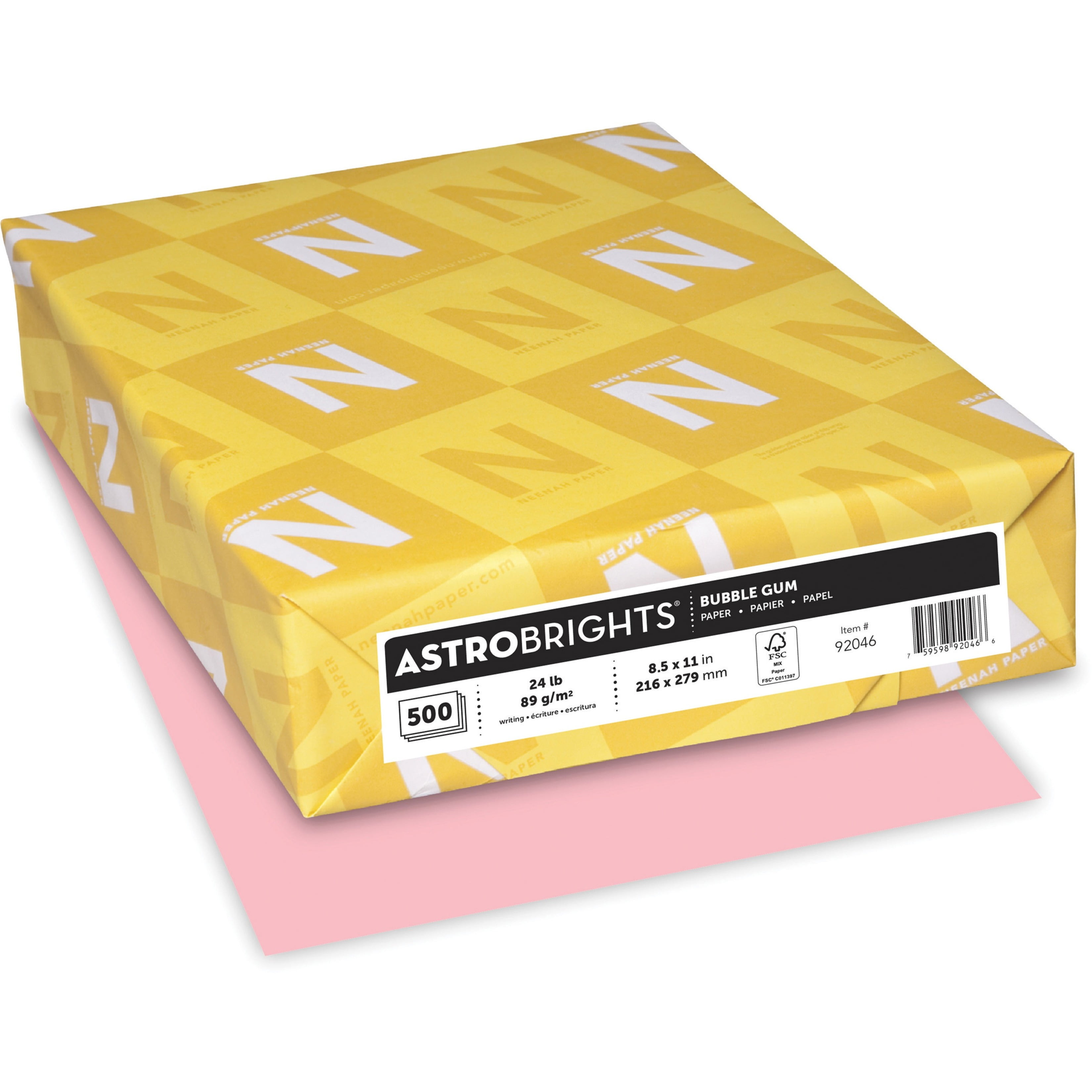 Astrobrights Color Paper, 24 Lb, 8.5 X 11, Bubble Gum, 500/ream