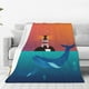 thumbnail image 1 of Fotbe Lighthouse and Whale Manta de Franela Acolchonada con Estampado, Súper Suave y Esponjosa, Extra Grande para Sofá, Cama, Uso Todo el Año-80"x60", 1 of 7