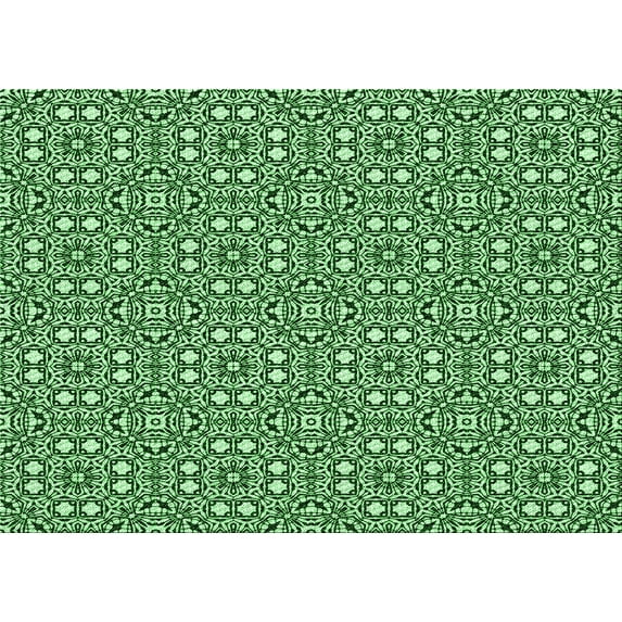 Ahgly Company Machine Washable Indoor Rectangle Transitional Deep Emerald Green Area Rugs, 5' x 8'