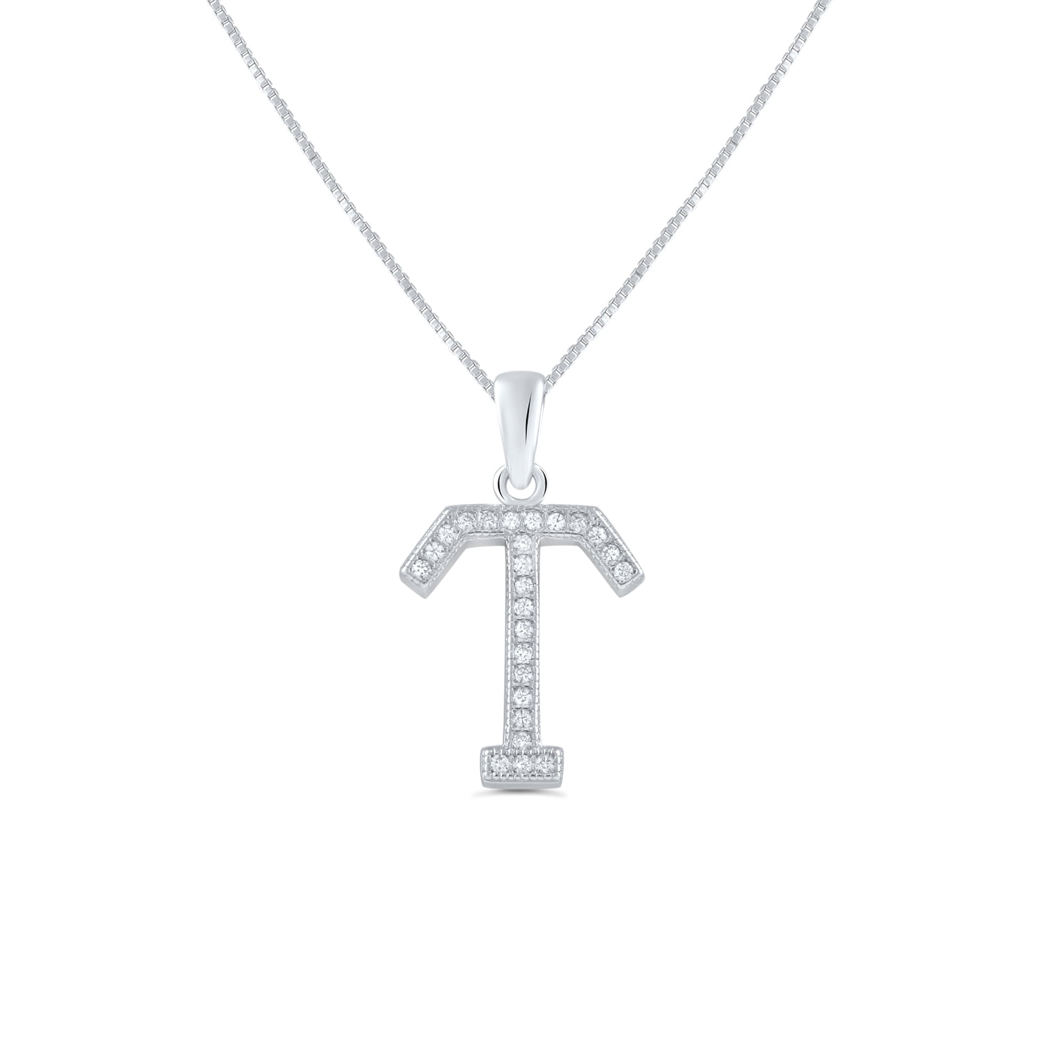 Beautiful Sterling silver 925 sterling Sterling Silver CZ Initial T Pendant Beautiful Sterling silver 925 sterling Sterling Silver CZ Initial T Pendant