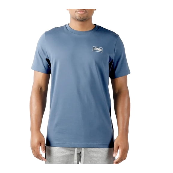 PUMA Men's Short Sleeve Crew Neck Logo Tee Shirt (US, Alpha, Large, Regular, Regular, Blue)