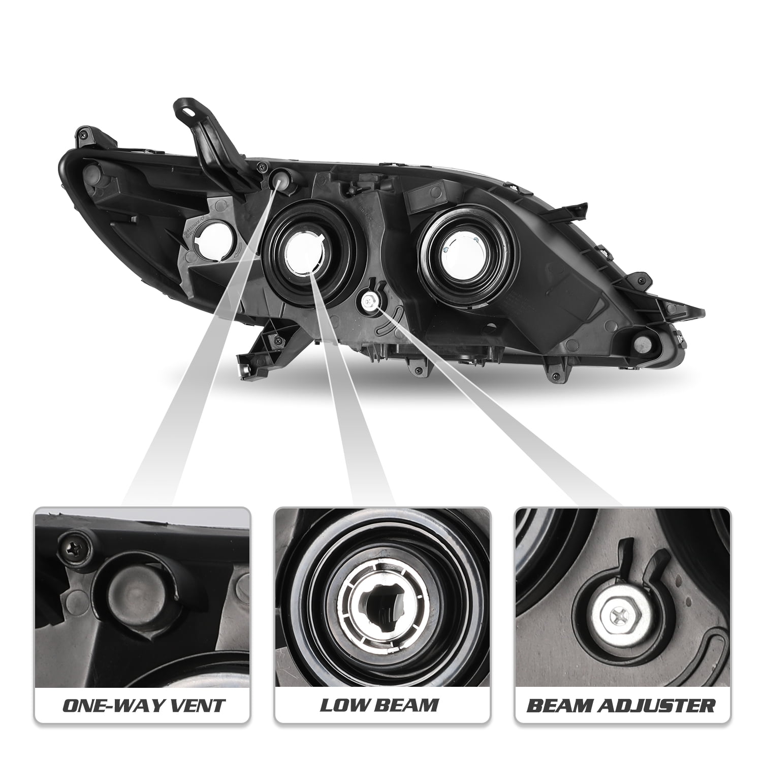 For 2011-2020 Toyota Sienna 4Dr Projector Halogen Headlights Assembly Left+Right